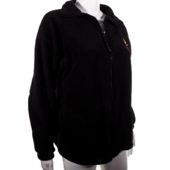 Womens Medium USA Olympics Black Zip-Up Fleece Jacket With Torch & Rings Embroid - Picture 3 of 10